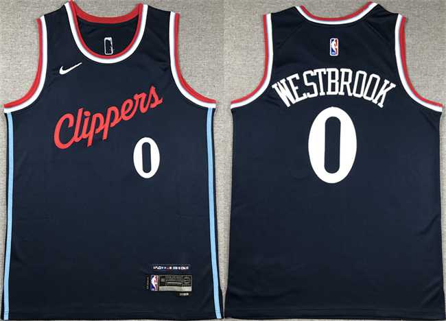 Men%27s Los Angeles Clippers #0 Russell Westbrook Navy Stitched Jersey->toronto raptors->NBA Jersey